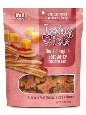 LOVING PETS DOG SNACK JERKY - TOCINO Y QUESO - HUESOS 6 OZ