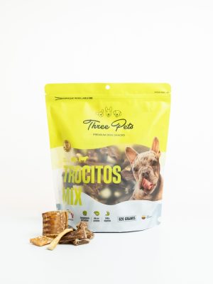 THREE PETS DOG SNACK BOLSA TROCITOS MIX X 50 UNDS 620 GR