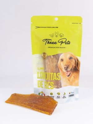 THREE PETS DOG SNACK LONJITAS DE RES X 2 UNDS 100 GR