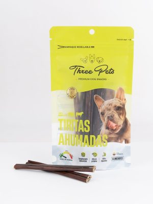 THREE PETS DOG SNACK TIRITAS AHUMADAS X 6 UNDS 30 GR