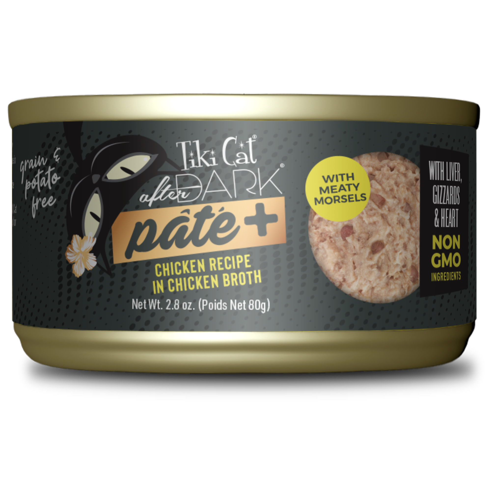 TIKI CAT AFTER DARK PATE PLUS - POLLO EN CALDO DE POLLO - 80 GR - LATA