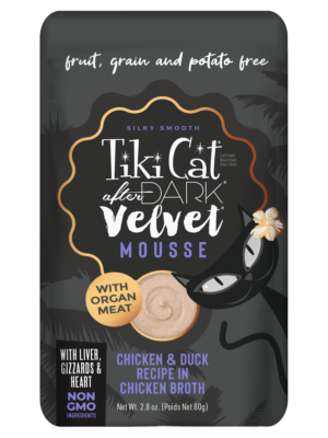 TIKI CAT AFTER DARK VELVET MOUSSE - POLLO Y PATO EN CALDO DE POLLO - 80 GR - POUCH