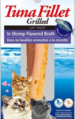 INABA CAT SNACK GRILLED TUNA FILLET - IN SHRIMP FLAVORED BROTH - CAMARON 15 GR