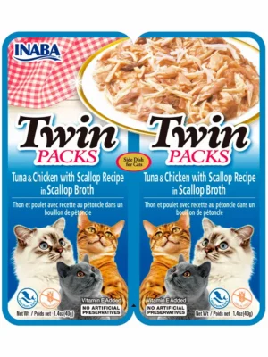 INABA CAT - TWIN PACKS TUNA & CHICKEN WITH SCALLOP RECIPE IN SCALLOP BROTH 80 gr