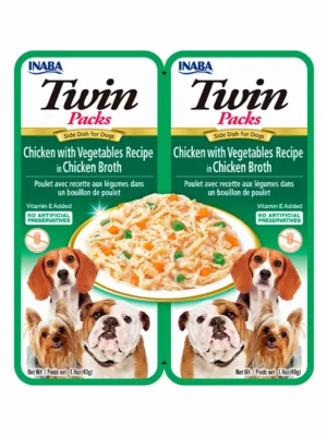 INABA DOG - TWIN PACKS CHICKEN WITH VEGETABLES RECIPE IN CHICKEN BROTH 80 gr