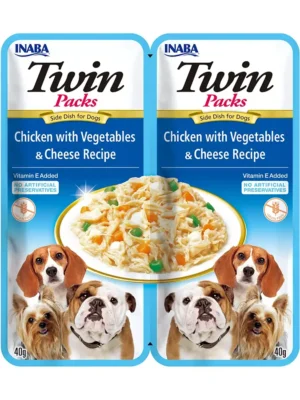 INABA DOG - TWIN PACKS CHICKEN WITH VEGETABLES & CHEESE RECIPE IN CHICKEN BROTH 80 gr